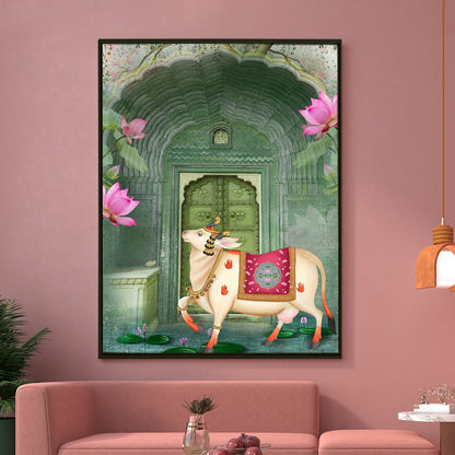Traditional Pichwai Cow Indian Heritage Canvas Wall Art Decor