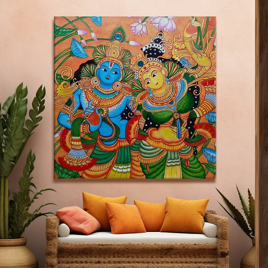 Ethnic Kerala Mural Canvas Painting for Traditional Home Decor