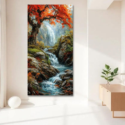 Vastu Waterfall Canvas Wall Art for Positive Home Energy Decor
