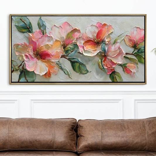 Blush Bloom Floral Luxury Canvas Wall Art for Elegant Home Decor