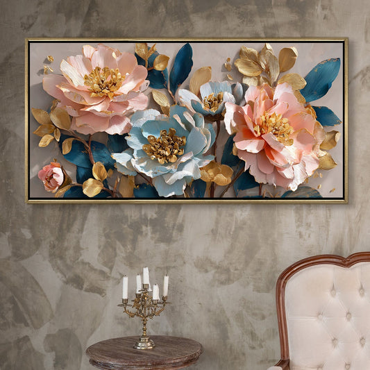 Blush Lotus Bloom Luxury Floral Canvas Wall Art for Elegant Decor