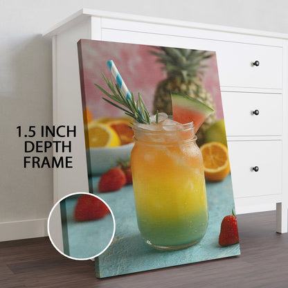 Tropical Fruit Jar Drink Canvas Wall Art for Kitchen Décor