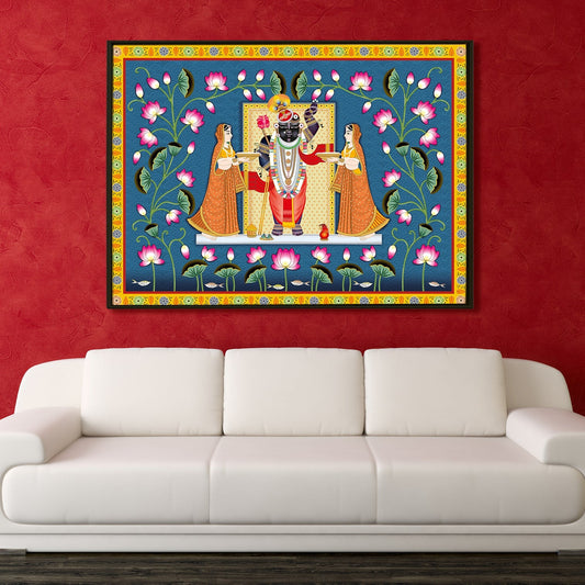 Traditional Shreenathji Pichwai Wall Art Canvas for Home Decor