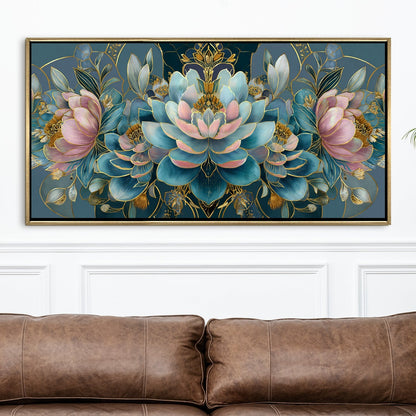 Floral Elegance in Teal, Blush & Gold Luxury Floral Canvas Wall Art (Copy)
