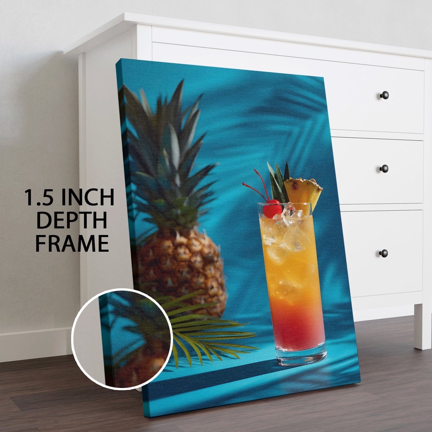 Pineapple Sunrise Cocktail Canvas Wall Art for Kitchen & Bar