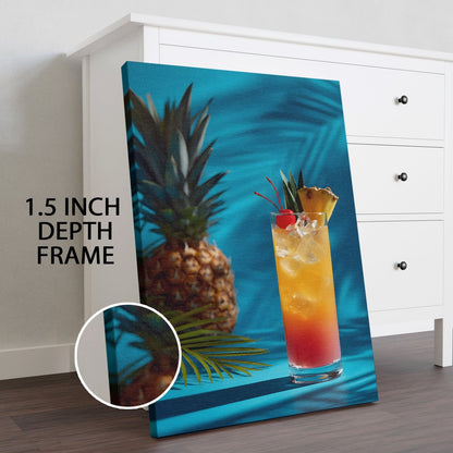 Pineapple Sunrise Cocktail Canvas Wall Art for Kitchen & Bar