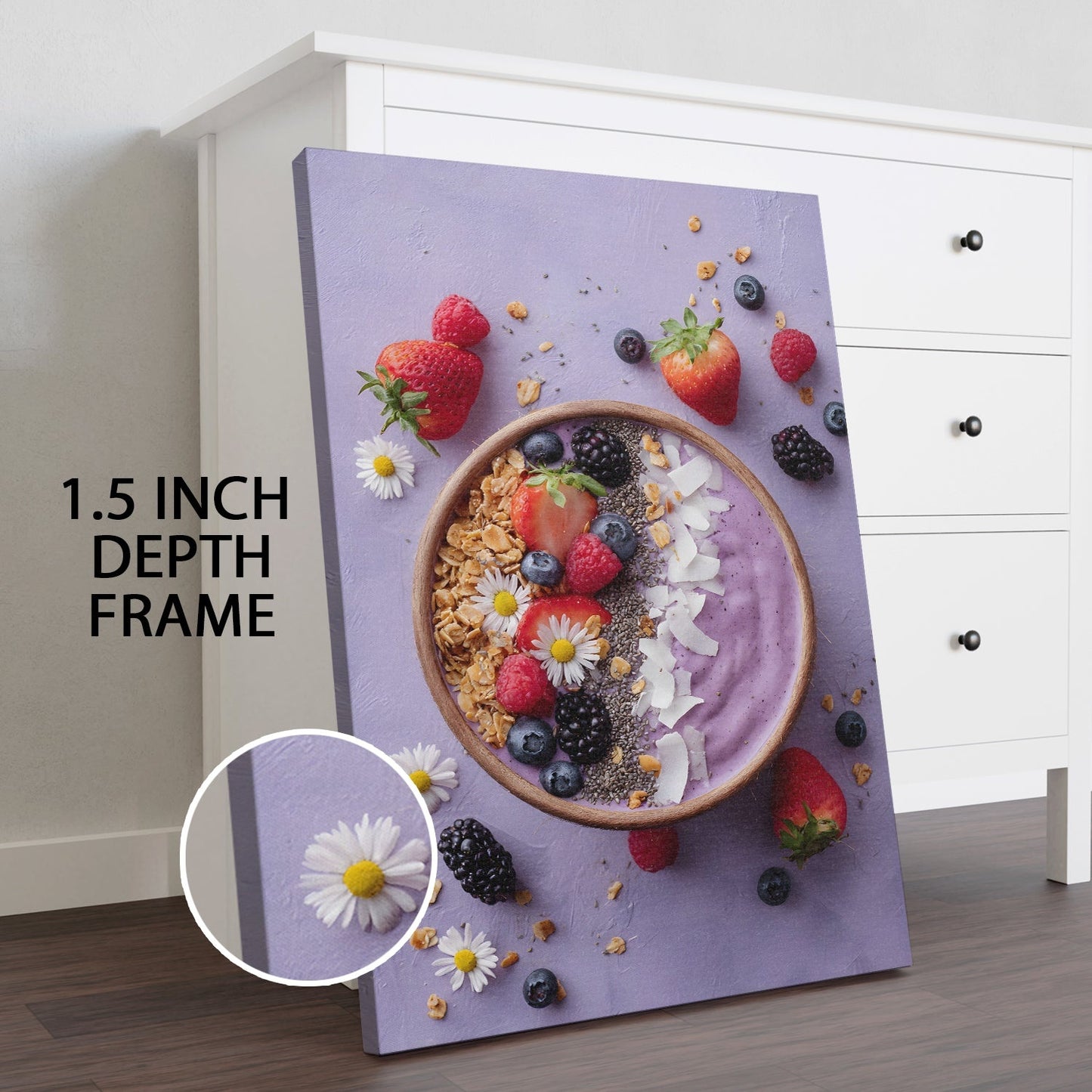 Berry Smoothie Bowl Wall Art – Colorful Kitchen Café Canvas