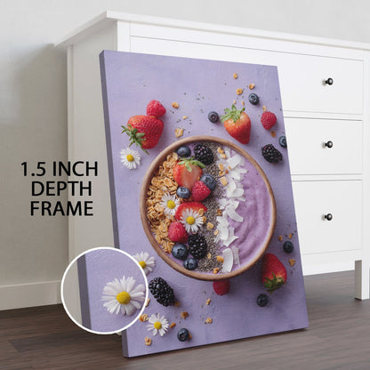 Berry Smoothie Bowl Wall Art – Colorful Kitchen Café Canvas