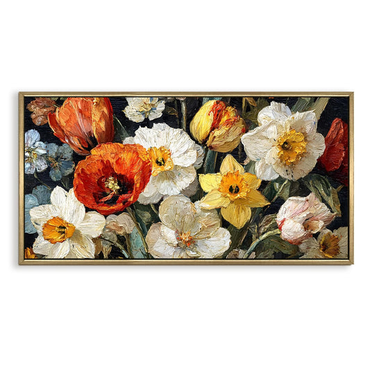 Vibrant Floral Colors with Bold Brushstrokes Canvas Wall Art Decor