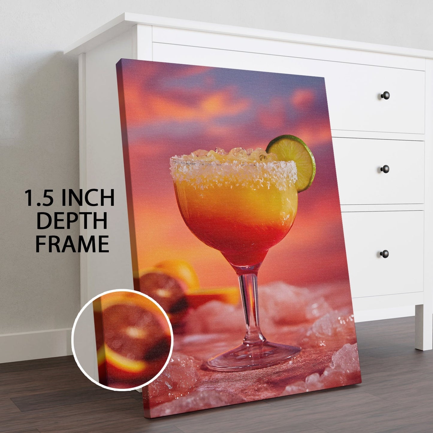 Sunset Margarita Canvas Wall Art for Kitchen & Bar Décor