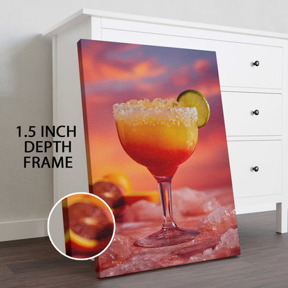 Sunset Margarita Canvas Wall Art for Kitchen & Bar Décor