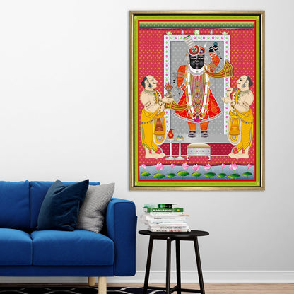 Shreenathji Pichwai Canvas Wall Art Traditional Indian Decor