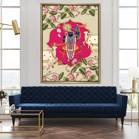 Shreenathji Pichwai Wall Art Traditional Indian Canvas Home Decor