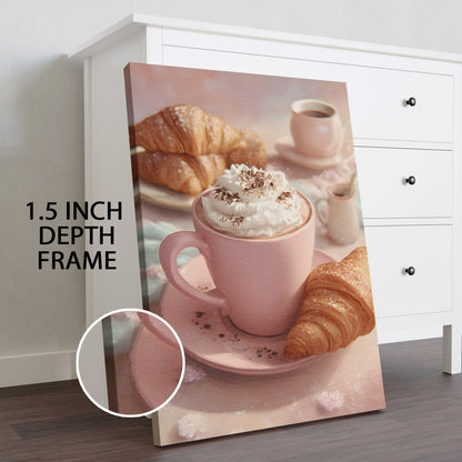 French Breakfast Pink Coffee Wall Art – Chic Kitchen Café Canvas