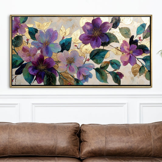 Royal Violet Florals Luxury Floral Canvas Wall Art for Elegant Decor