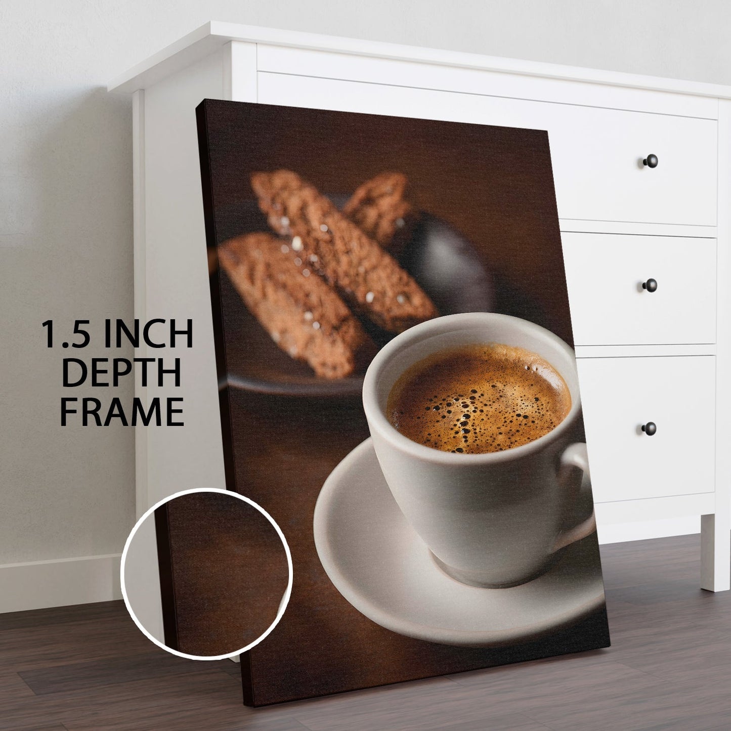 Espresso & Biscotti Wall Art – Rustic Café Kitchen Coffee Canvas