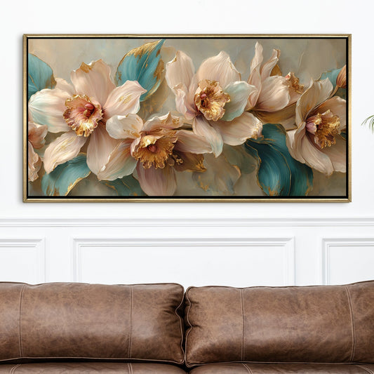 Cattleya Orchid Style Flower Wall Art Elegant Floral Canvas Decor