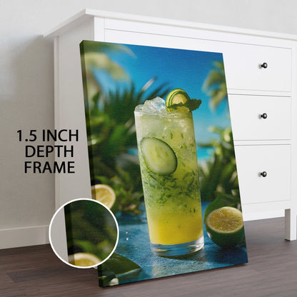 Tropical Lime & Cucumber Drink Canvas Wall Art for Kitchen