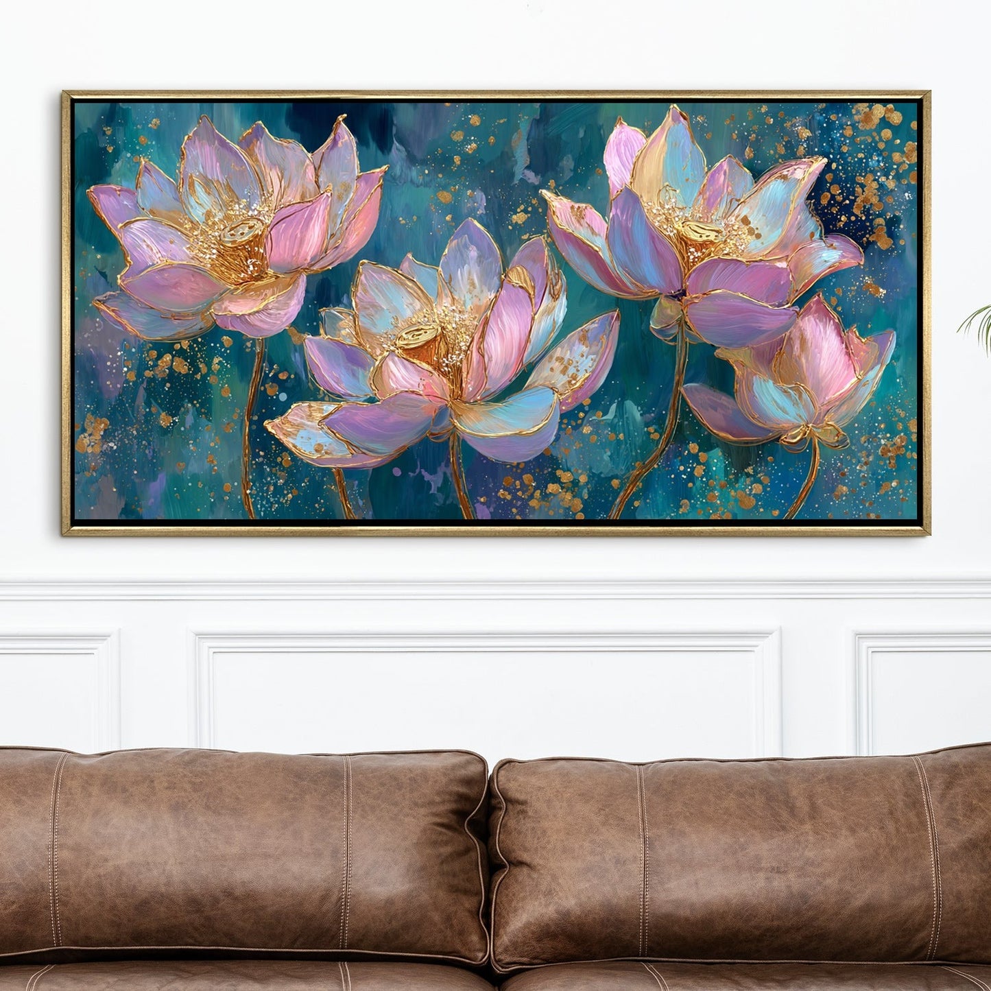 Blush Lotus Elegance Luxury Floral Canvas Wall Art for Home Decor