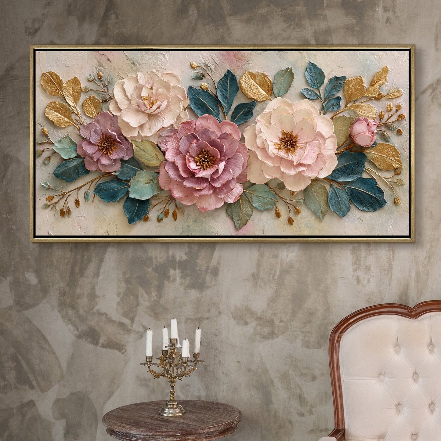 Elegant Pastel Peonies Luxury Floral Canvas Wall Art for Home Decor