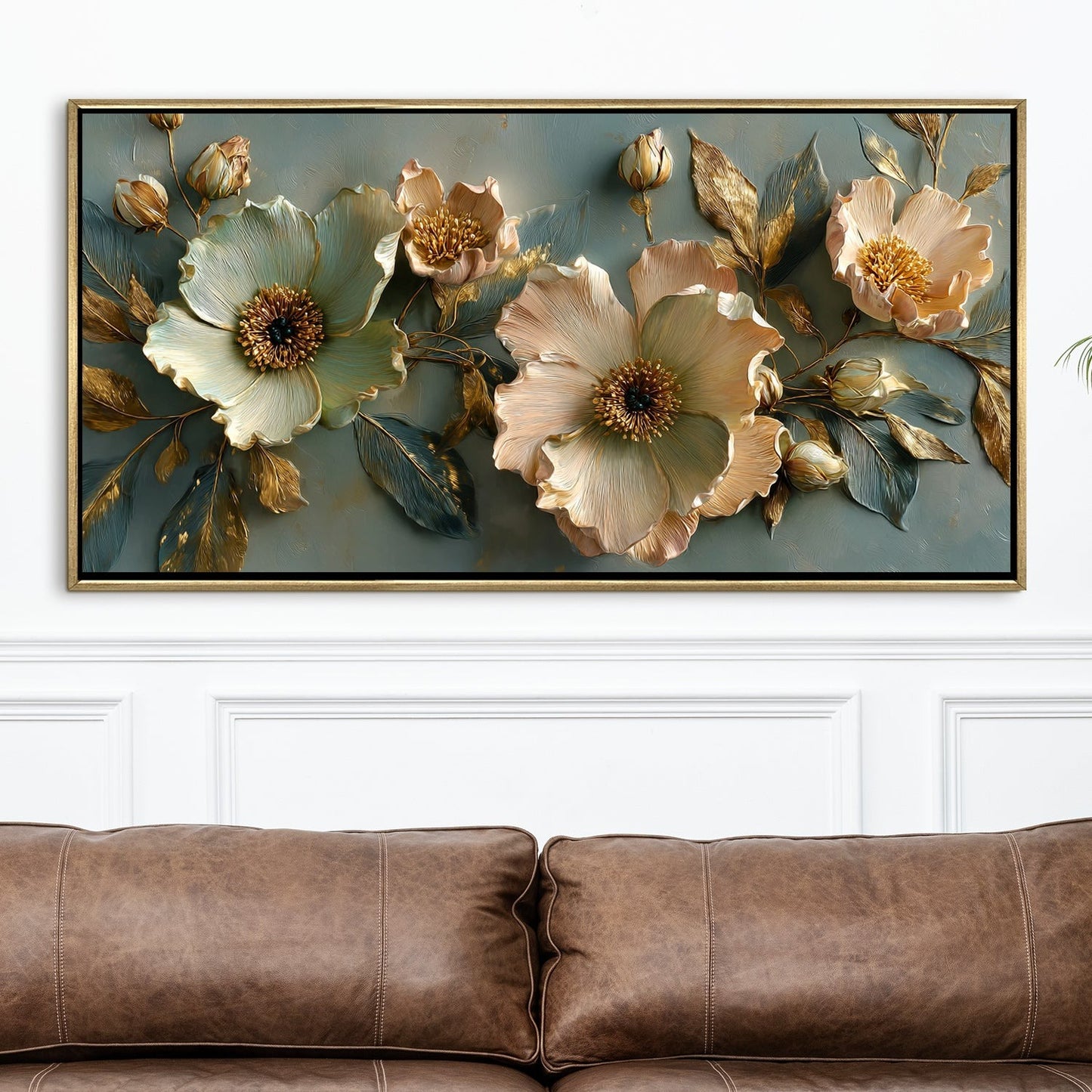 Golden Bloom Floral Luxury Canvas Wall Art for Elegant Home Decor