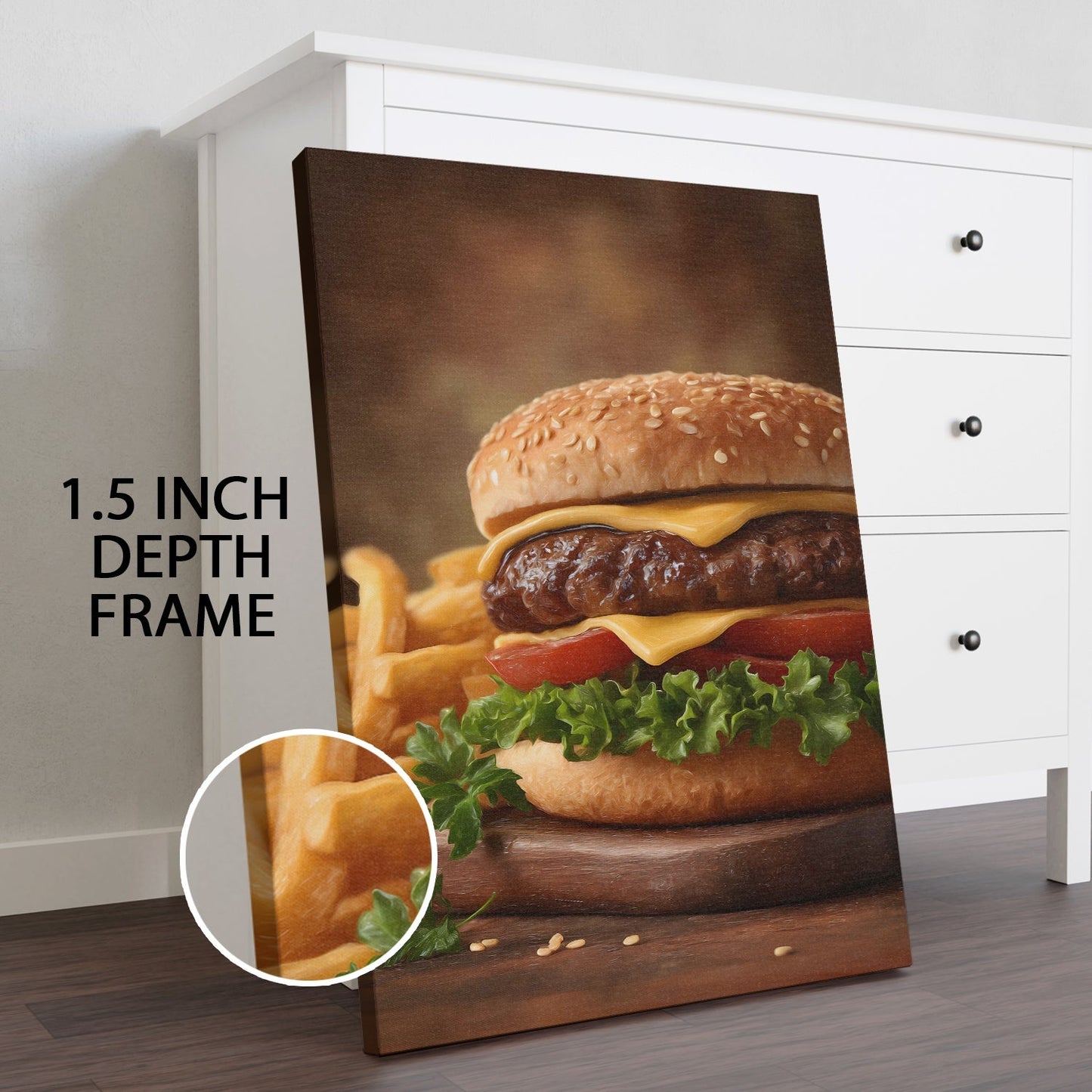Burger & Fries Wall Art – American Diner Kitchen Canvas Decor