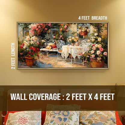 English Tea Garden Wall Art – Elegant Floral Café Canvas