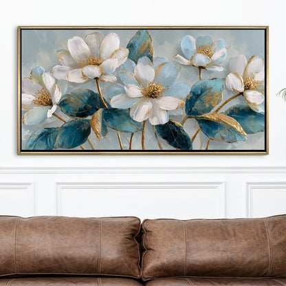 Ivory Bloom Garden Luxury Floral Canvas Wall Art for Elegant Decor