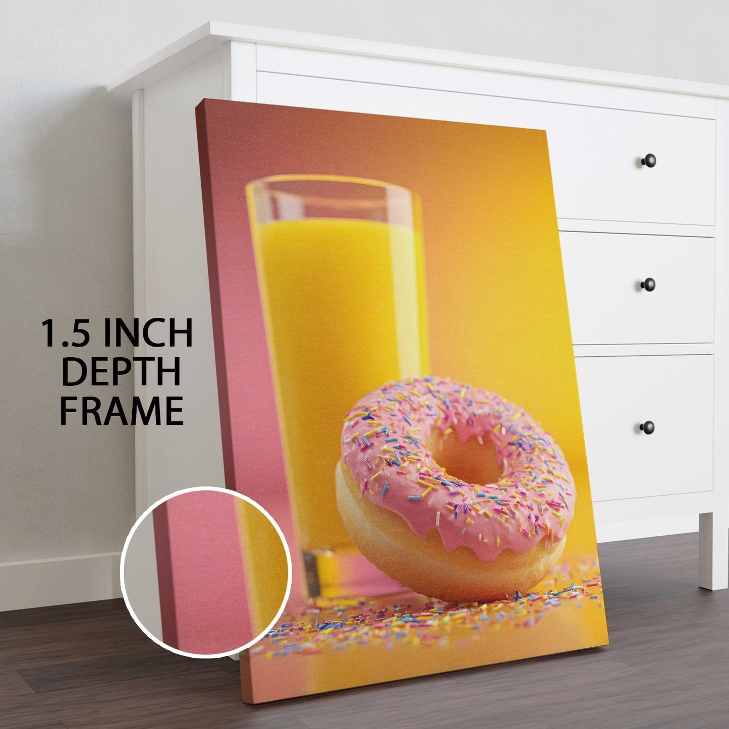 Donut & Orange Juice Wall Art – Fun Café Kitchen Canvas Decor