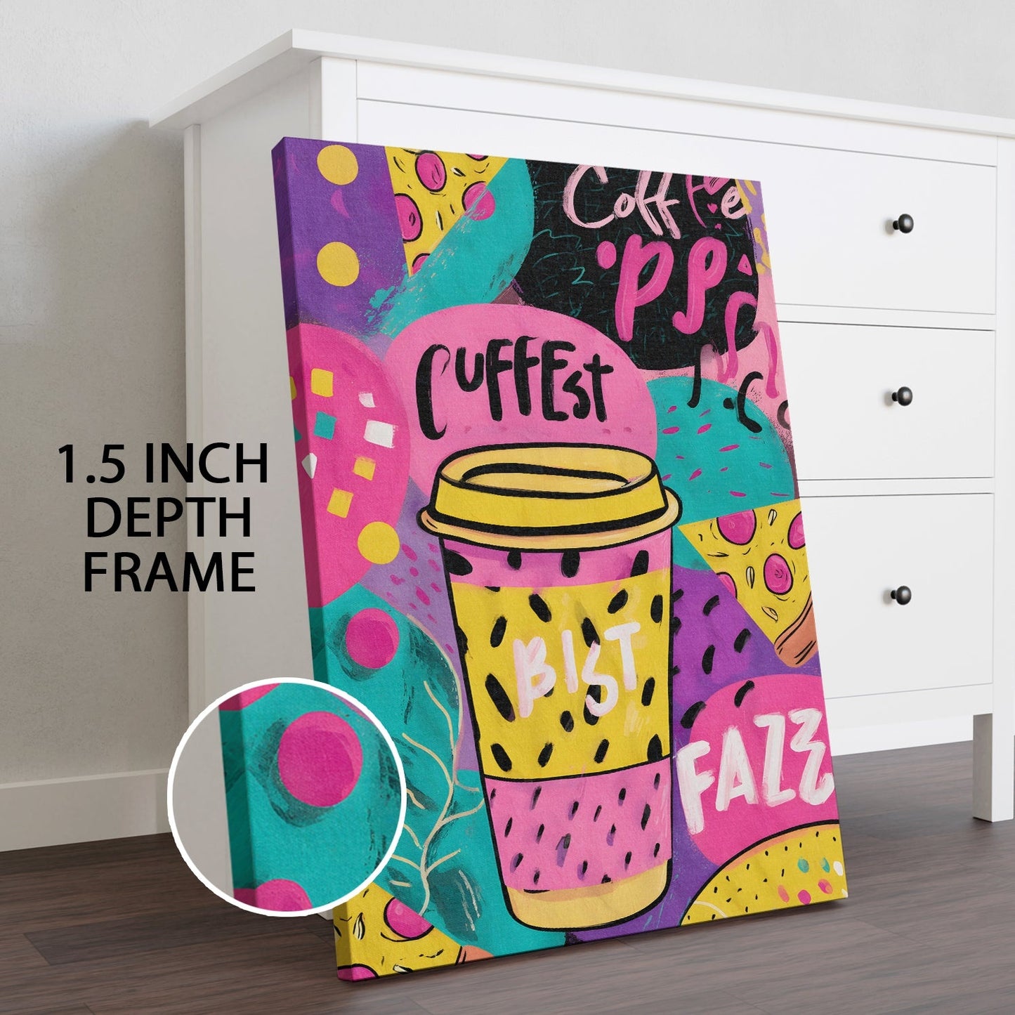 Coffee Cup Pop Art Wall Art – Funky Colorful Café Canvas