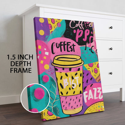 Coffee Cup Pop Art Wall Art – Funky Colorful Café Canvas