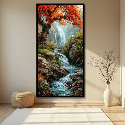 Vastu Waterfall Canvas Wall Art for Positive Home Energy Decor