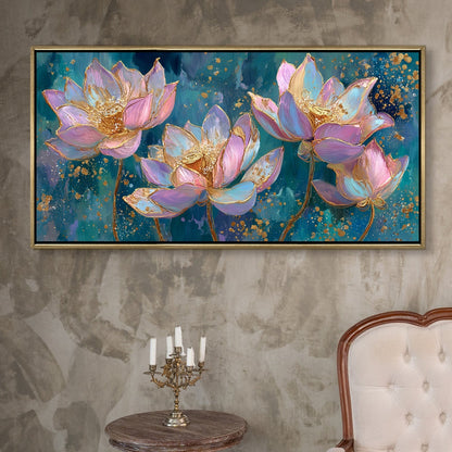 Blush Lotus Elegance Luxury Floral Canvas Wall Art for Home Decor