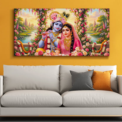Radha Krishna Divine Harmony Canvas Wall Art for Home Décor