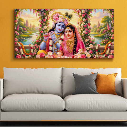 Radha Krishna Divine Harmony Canvas Wall Art for Home Décor
