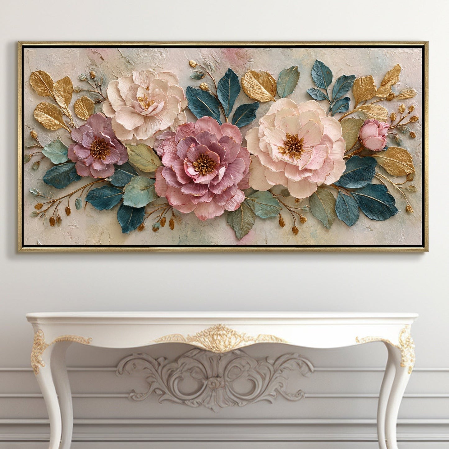 Elegant Pastel Peonies Luxury Floral Canvas Wall Art for Home Decor