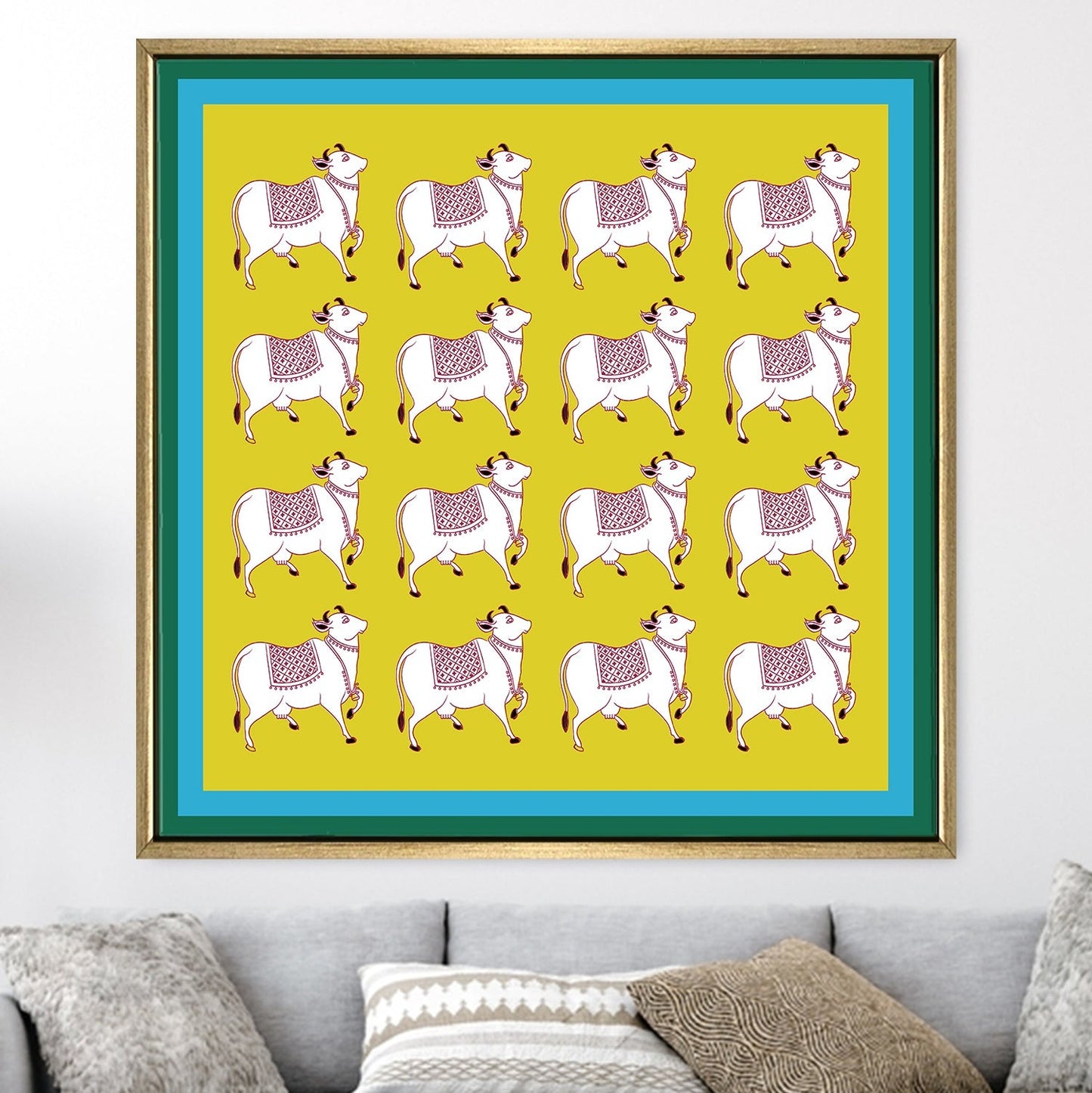 Indian Traditional Pichwai Wall Art Canvas Painting for Home Decor