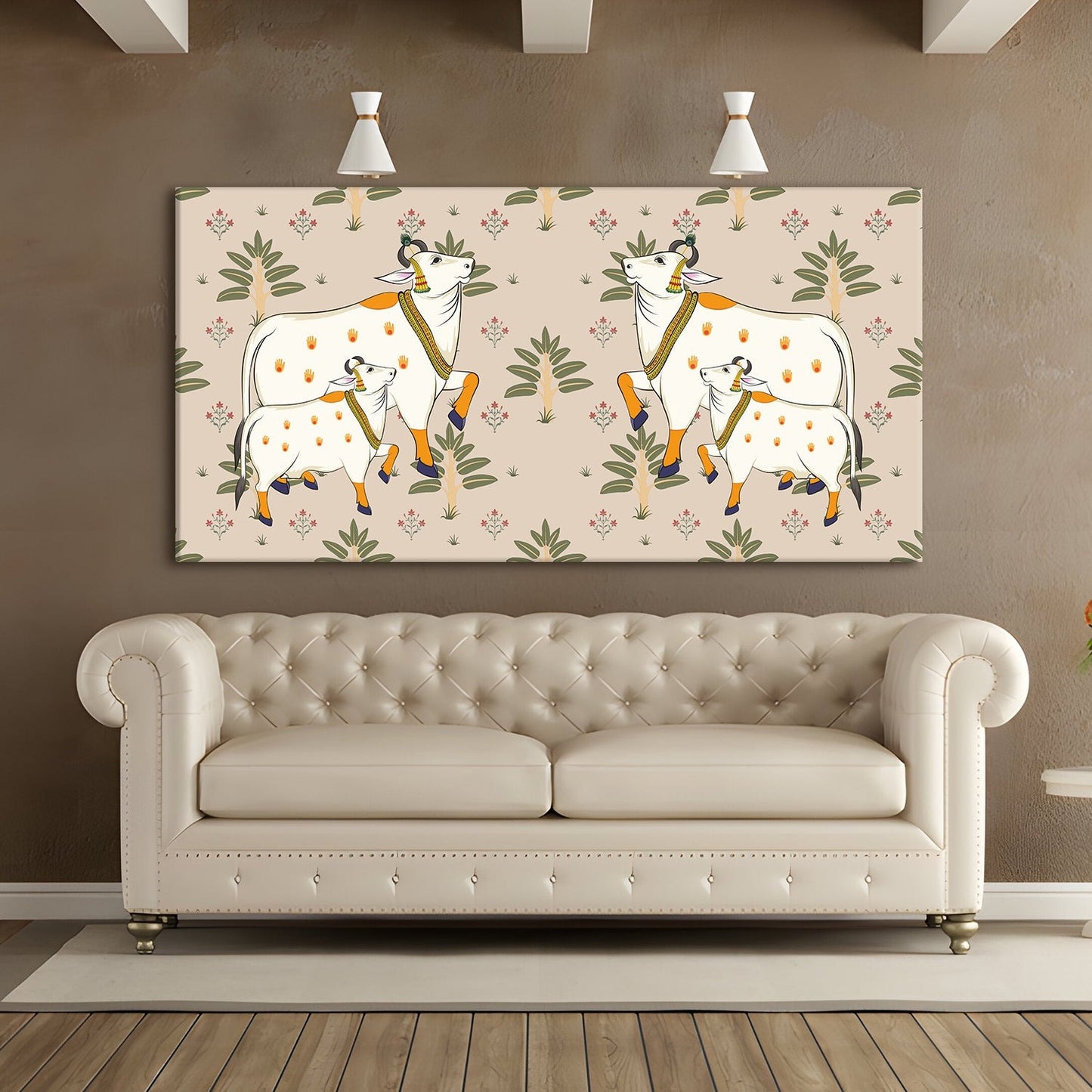 Traditional Indian Pichwai Canvas Wall Art Painting for Home Decor