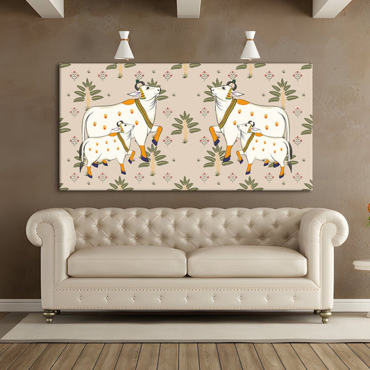 Traditional Indian Pichwai Canvas Wall Art Painting for Home Decor