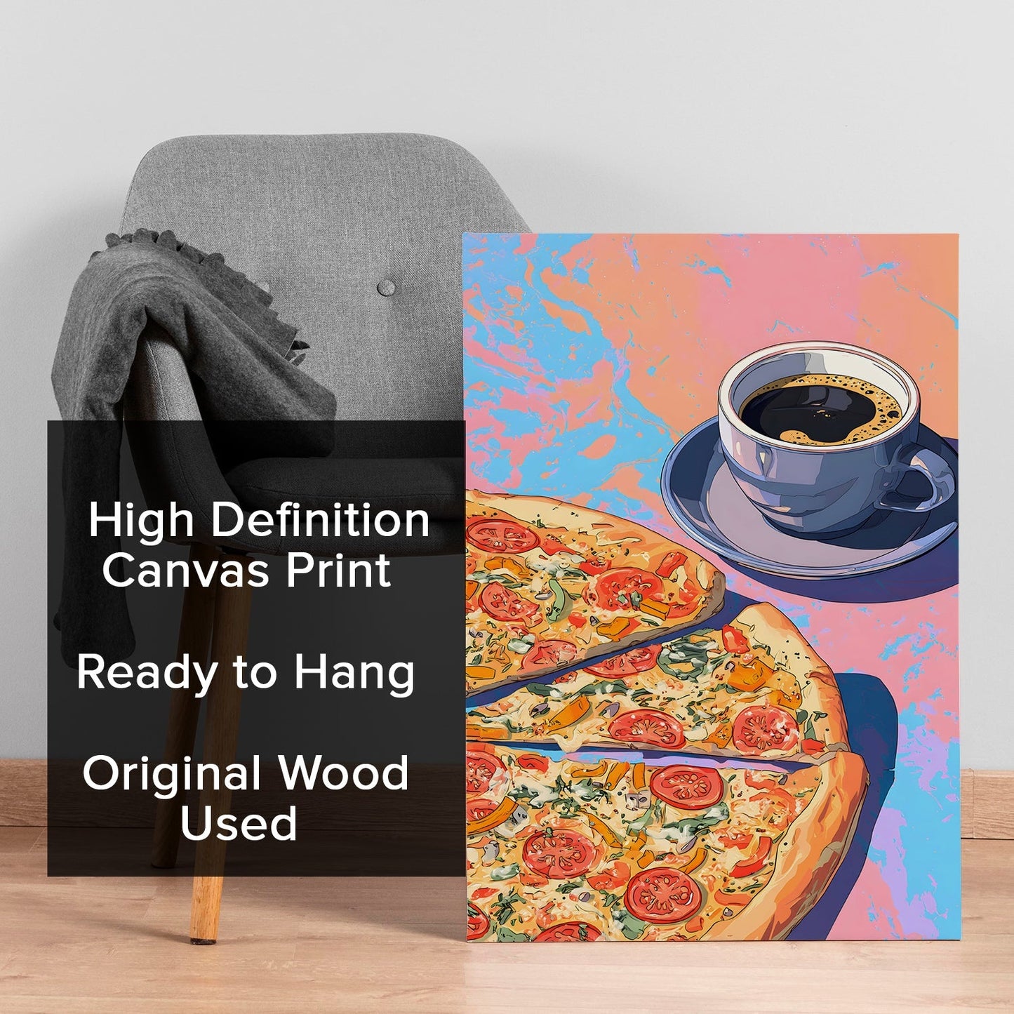 Pop Art Pizza & Coffee Wall Art – Modern Kitchen Café Canvas