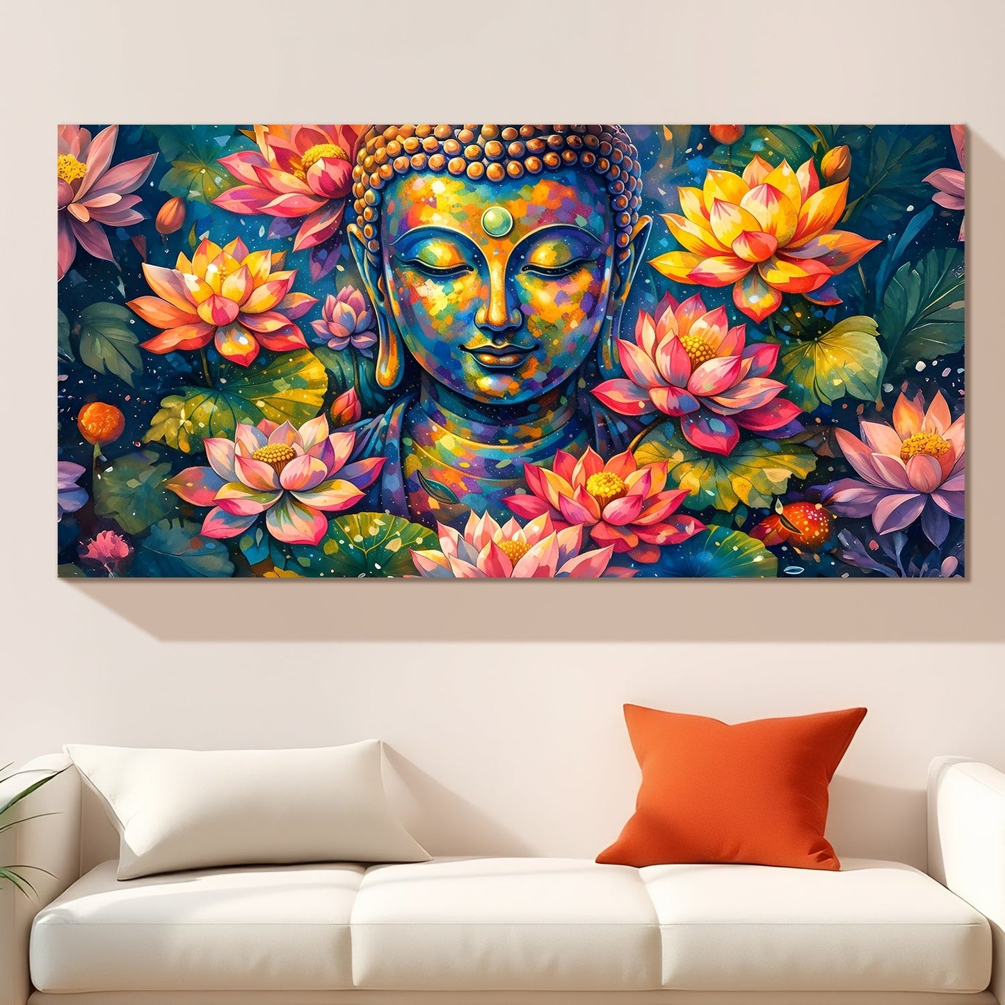 Minimalist Lord Buddha Canvas Painting for Modern Home Décor