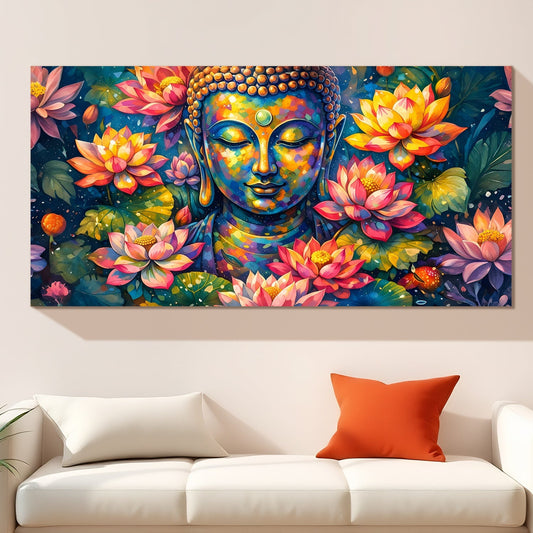 Minimalist Lord Buddha Canvas Painting for Modern Home Décor