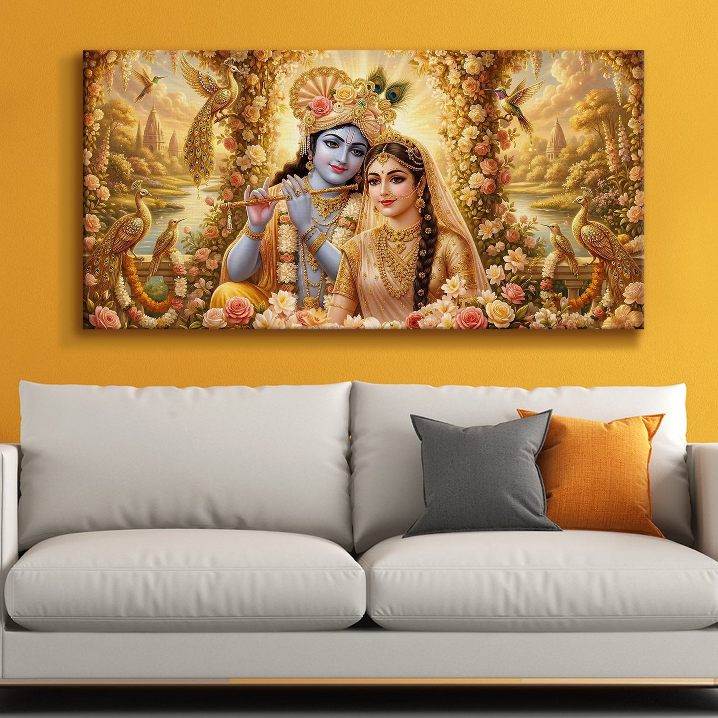 Radha Krishna Divine Harmony Canvas Wall Art Painting for Home
