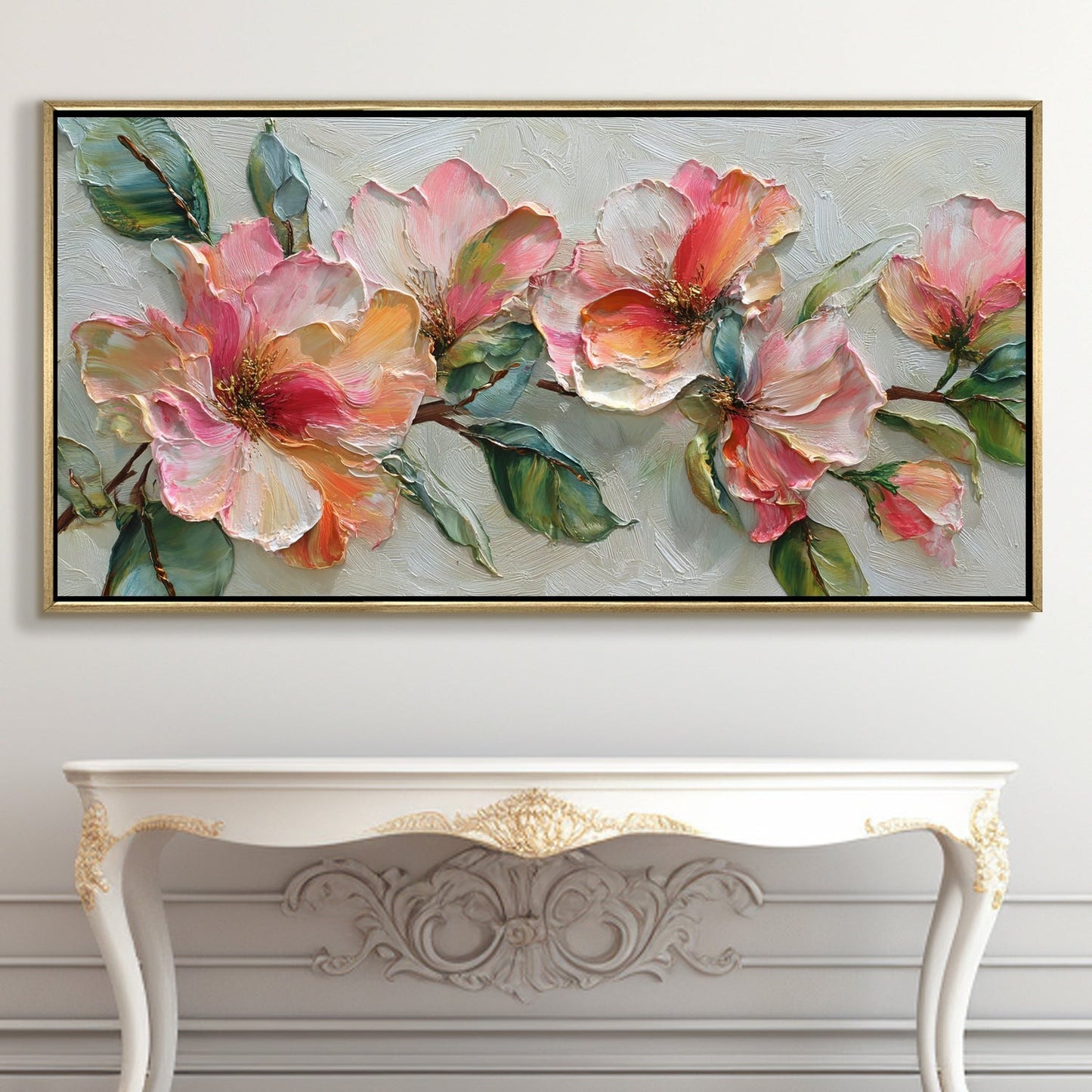 Blush Bloom Floral Luxury Canvas Wall Art for Elegant Home Decor