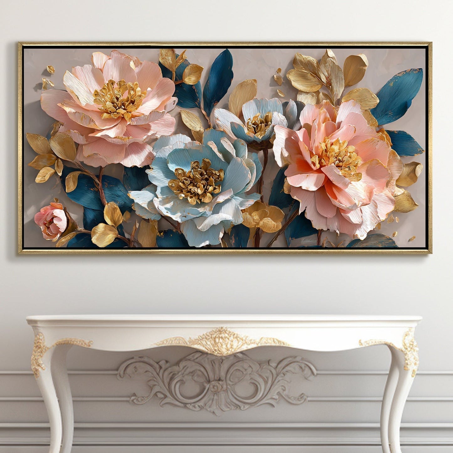 Blush Lotus Bloom Luxury Floral Canvas Wall Art for Elegant Decor