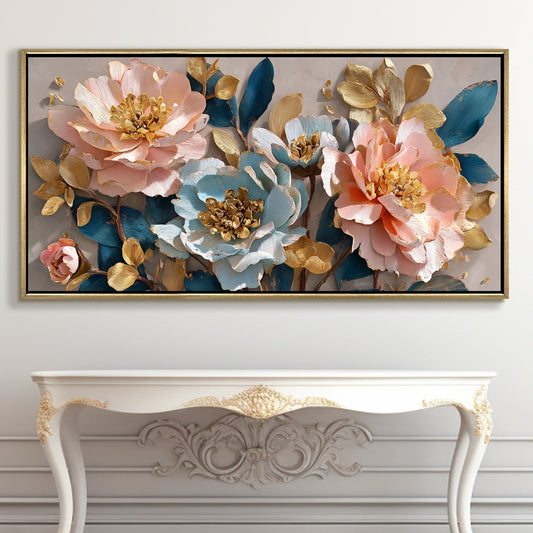 Blush Lotus Bloom Luxury Floral Canvas Wall Art for Elegant Decor