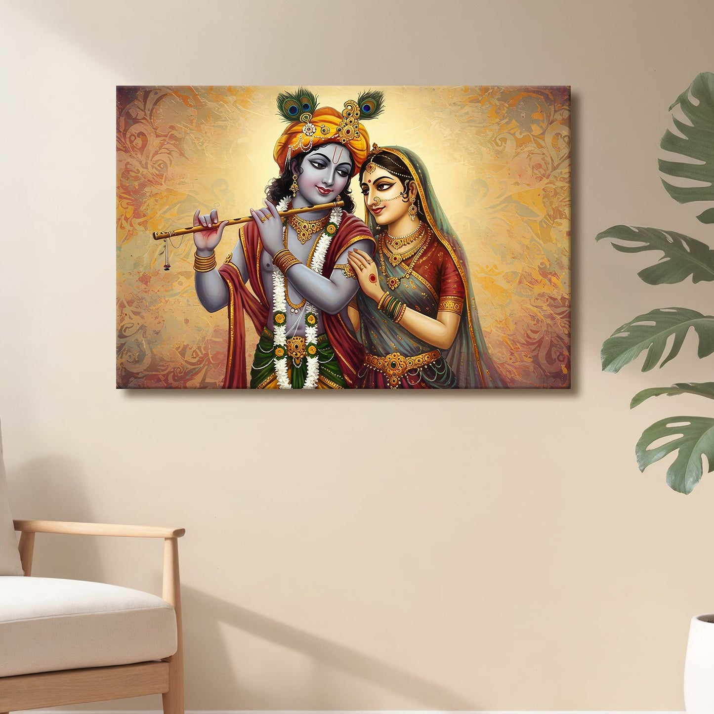 Radha Krishna Blissful Harmony Canvas Wall Art for Home Décor