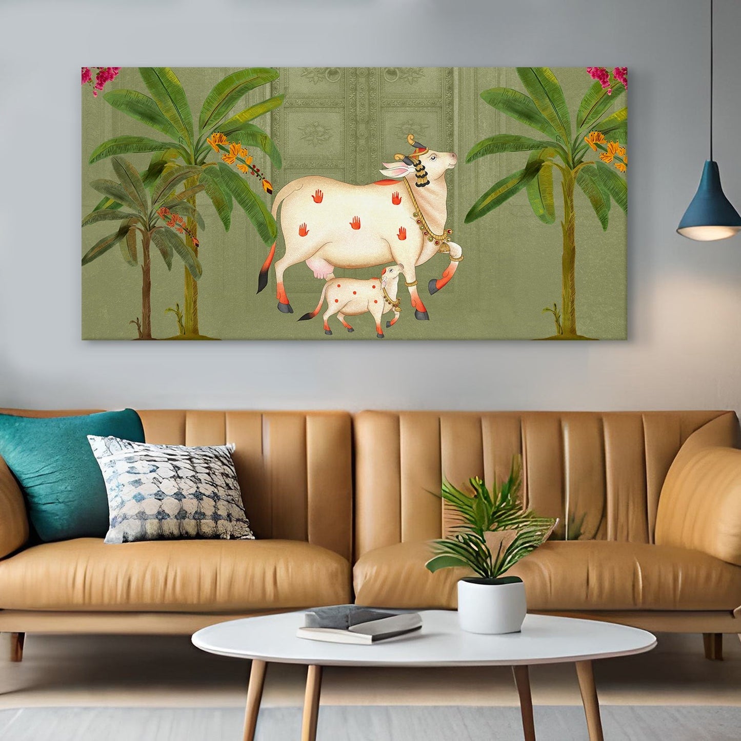 Traditional Indian Pichwai Canvas Wall Art Painting for Home Decor