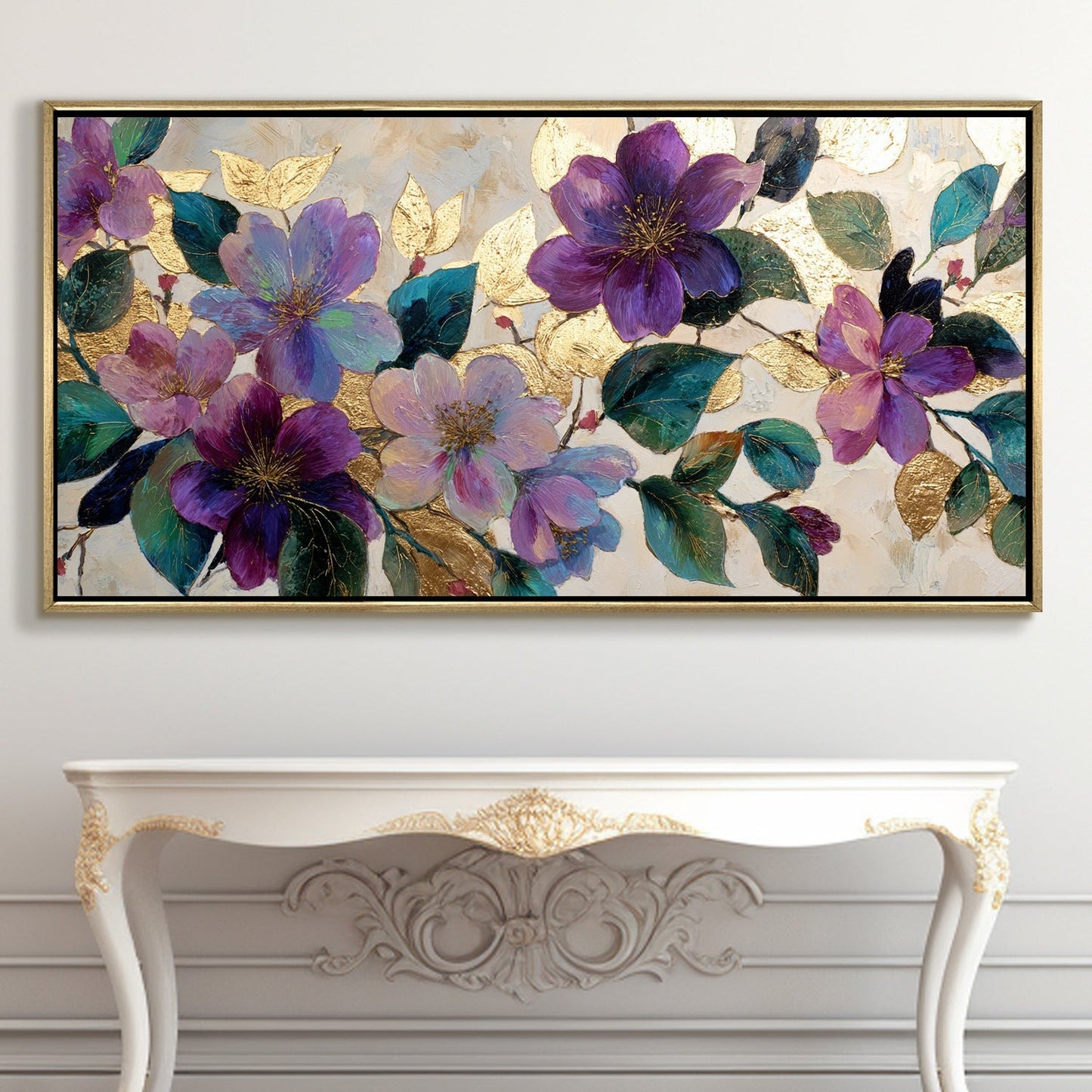 Royal Violet Florals Luxury Floral Canvas Wall Art for Elegant Decor