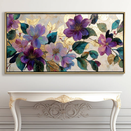 Royal Violet Florals Luxury Floral Canvas Wall Art for Elegant Decor